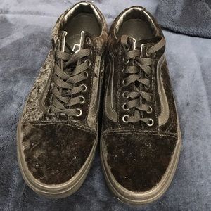 Women’s black velvet low top vans